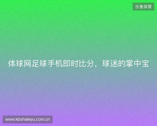 体球网足球手机即时比分,球迷的掌中宝 体球网足球手机即时比分,球迷的掌中宝